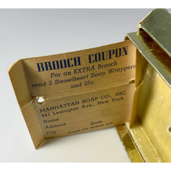 Vintage Filigree Blue Flower Brooch Pendant Secret Perfume Compartment Orig. Pkg - Picture 4 of 10